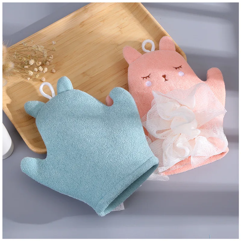 Hand Puppet Bath Wash Mitt Towel with Animal Designs for Children Toy Cute Baby Kids Bath Sponge/Mitt/Glove for Kid
