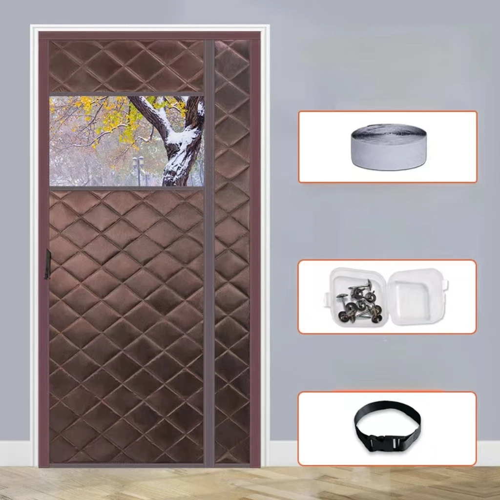 Yapears OEM Soundproofing Hook and Loop Fasteners Magnetic Insulated Blackout Curtains for Front Door With Visual window