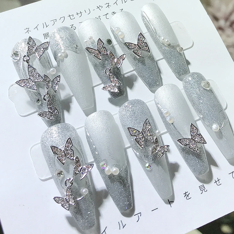 Luxury Butterfly Zircon Nail Art Fashion Butterfly Designs Jewelry Metal Alloy Nail Art Decoration