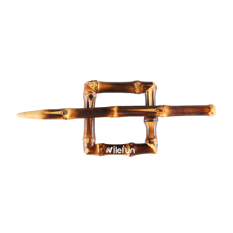 Vintage hair accessories ornament hollowed square rattan wood bamboo root hairpin bobby pin barrette hairgrip hair pin