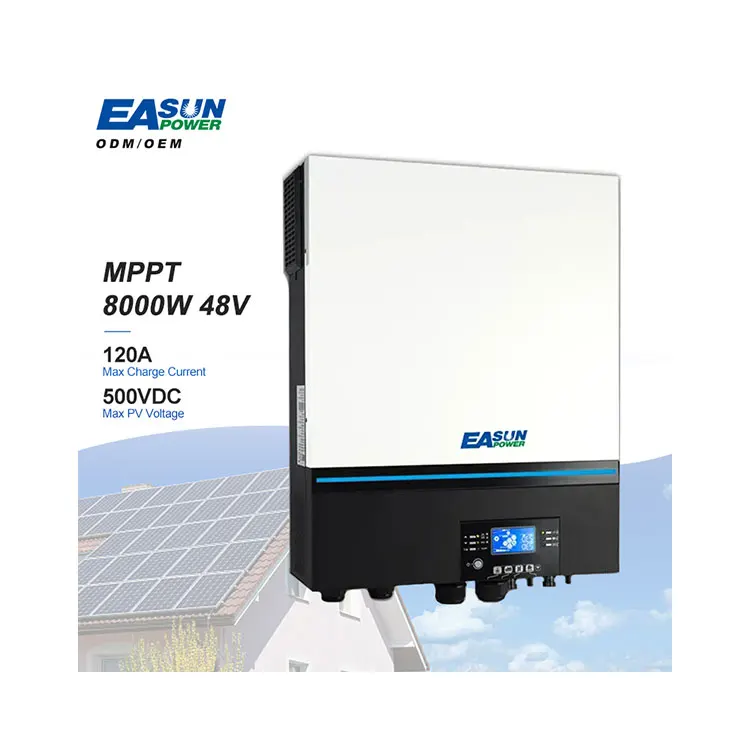 Галстук Easun On Off 10KW параллельная функция 3 фазы 8 кВт двойной выход MPPT 120A 48V солнечный инвертор гибридный