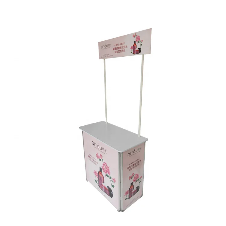 Portable Iron Folding  Promotion Counter Table Design For Advertising Display