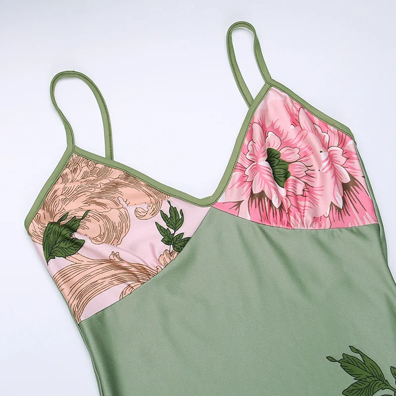 YY1819 fashion women spaghetti strap floral holiday maxi long dress trendy summer women clothing 2024