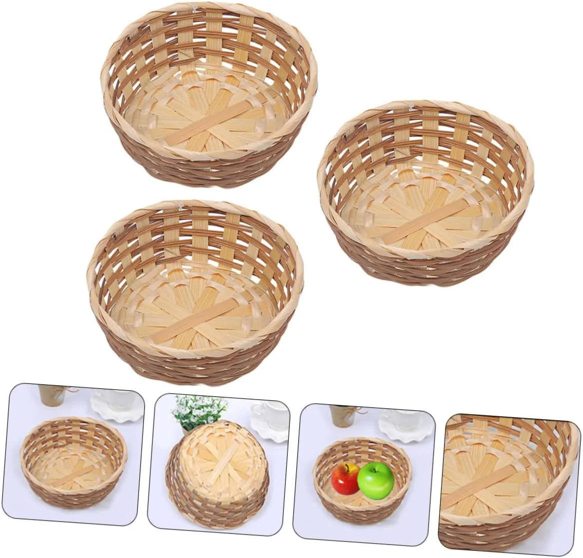 Bamboo Bread Serving Basket Coffee Natural Yellow Bamboo Fruit Tray for Food Snack Easter Egg Baskets