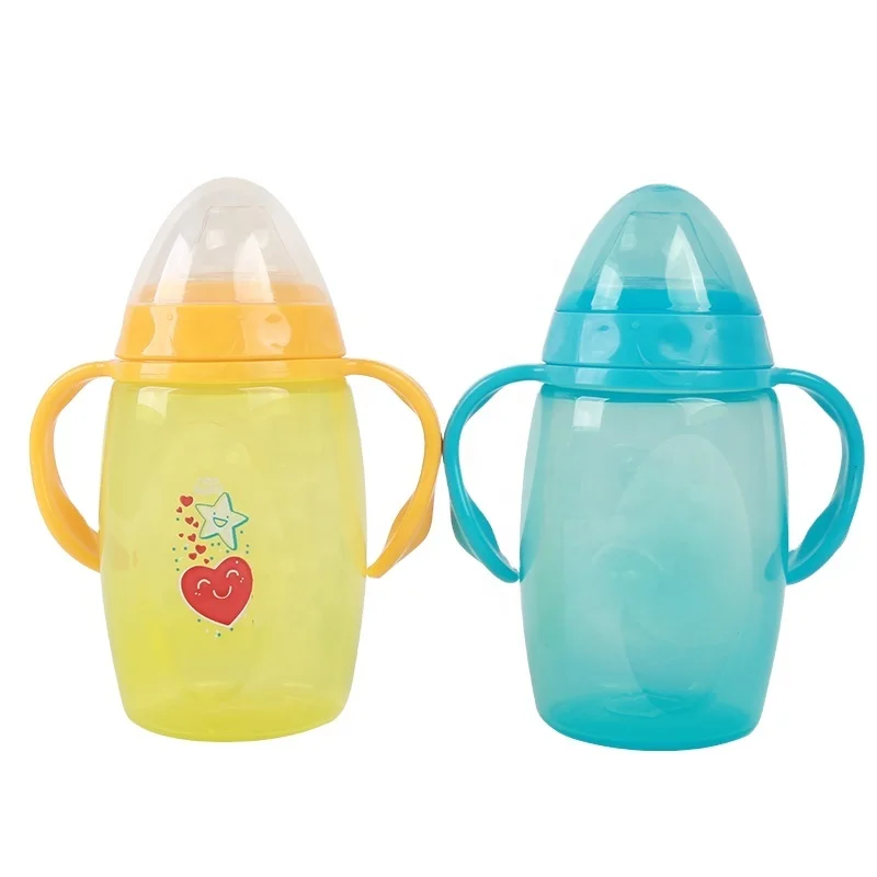 
Ningbo Custom Portable Handled Silicone Soft Spout Cup With Lid New Toddler Drink Training Plastic Baby Bottle Cups Manufacturer 