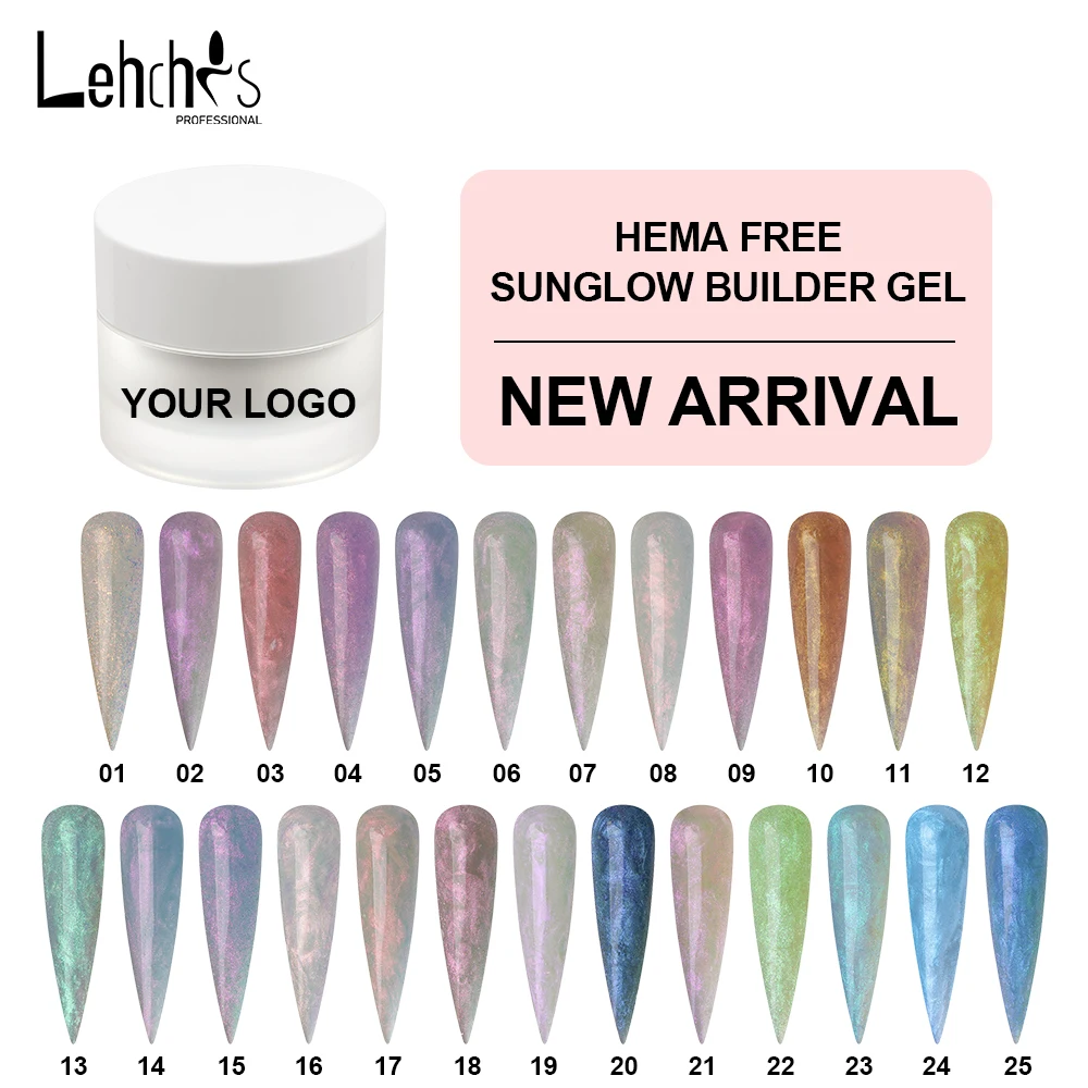 Lehchis Private Label 30 мл Блестящий телесный розовый прозрачный полигелирующий акриловый удлинитель твердый гель для ногтей