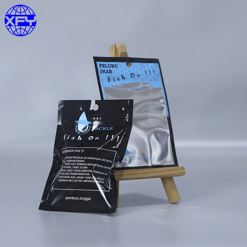 Customized logo Fish Bait Plastic Zip lock Packaging Bag Fishing Lures Customized Package Bag Custom Printed Heat Seal Pouch Bag