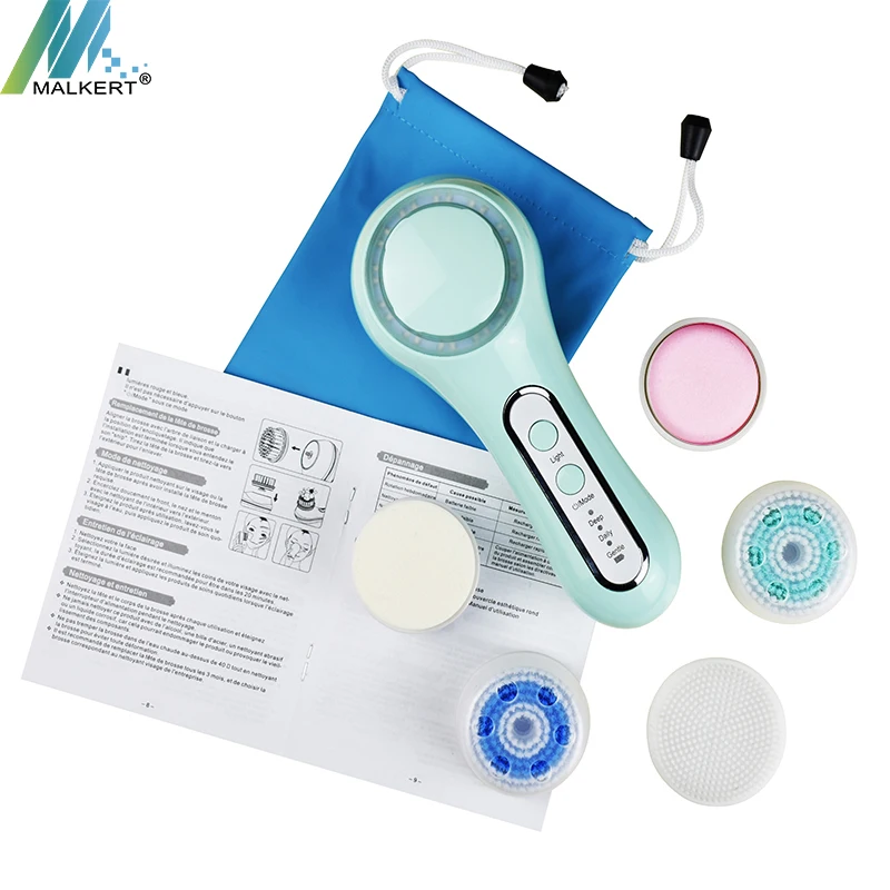
2021New design cheap 3 in 1 Rechargeable ultrasonic wave magnetic massage silicone sonic rotating facial cleansing brush 
