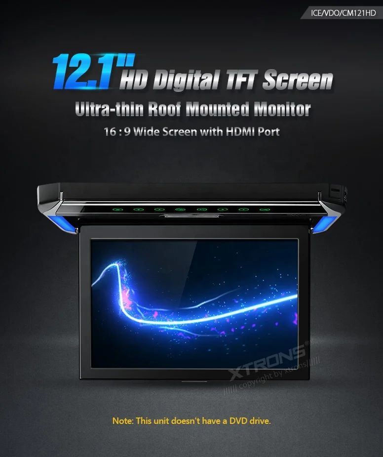 XTRONS 10.2/11.6/12.1/13.3/15.6/17.3/19.5 Inch Roof Mount Flip Down Car Monitor MP5 player AV Input TV Car Roof Monitor