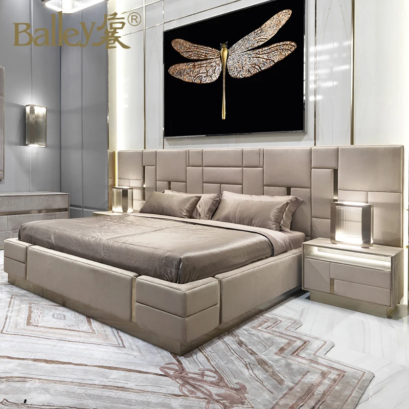 Бесплатный образец дешевые 5 звездочный отель кровать удобная деревянная роскошный современный дизайн, простынь и наволочки для двуспальной кровати один размер зеленый свет OEM