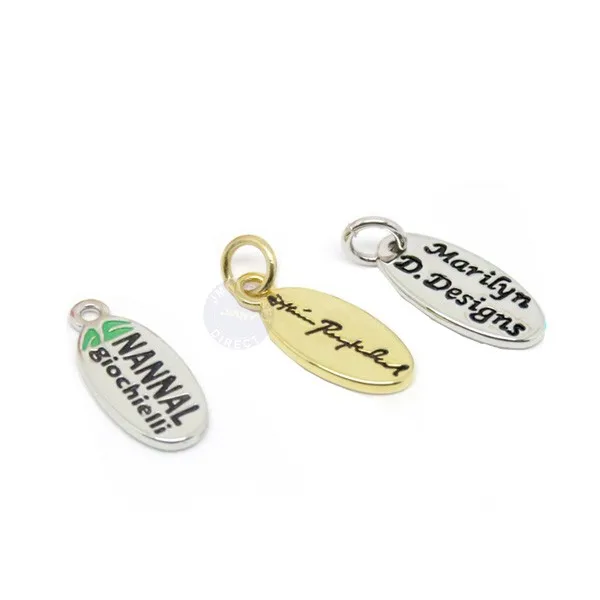 Custom Metal Jewelry Tags,Laser Engraved Logo Gold or Silver Metal Jewelry Tags with Jump Ring