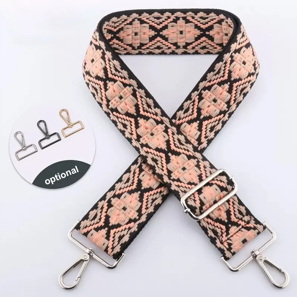 Strip solid wide nylon shoulder bag belt handbag straps with adjustable metal buckle