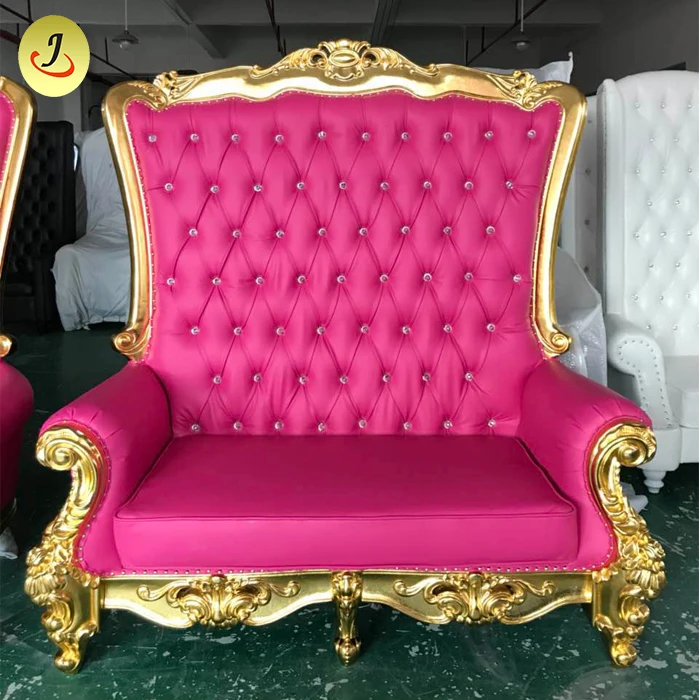 Factory Direct Sale High Back Throne Sofa Chairs Luxury Royal Wooden King And Queen Wedding Sofa Chairs