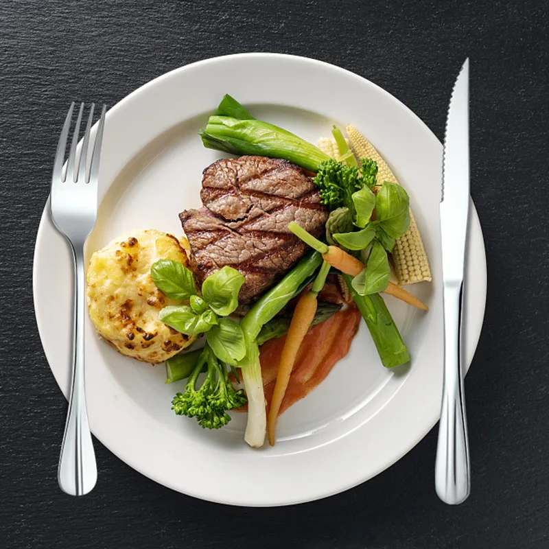 Stainless Steel Manufacture Cutlery Spoon Fork Knife Flatware Set with Wide Thick Handle for Restaurant