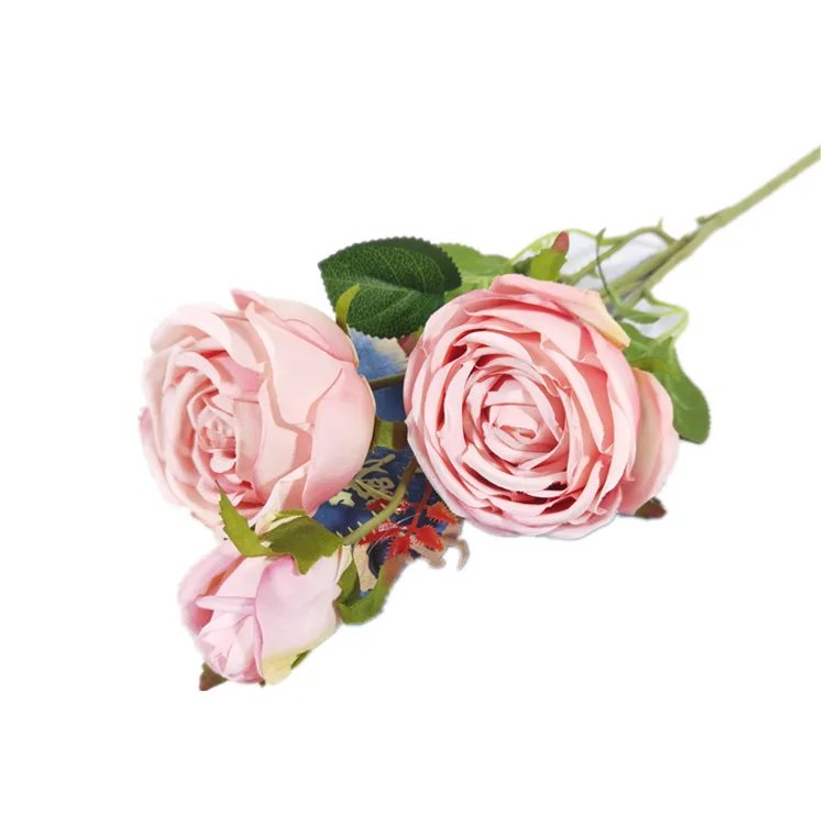 Rose Flowers Silk Rose Flower Artificial Home Wedding Top Seller 3 Head Rose Artificial Flower