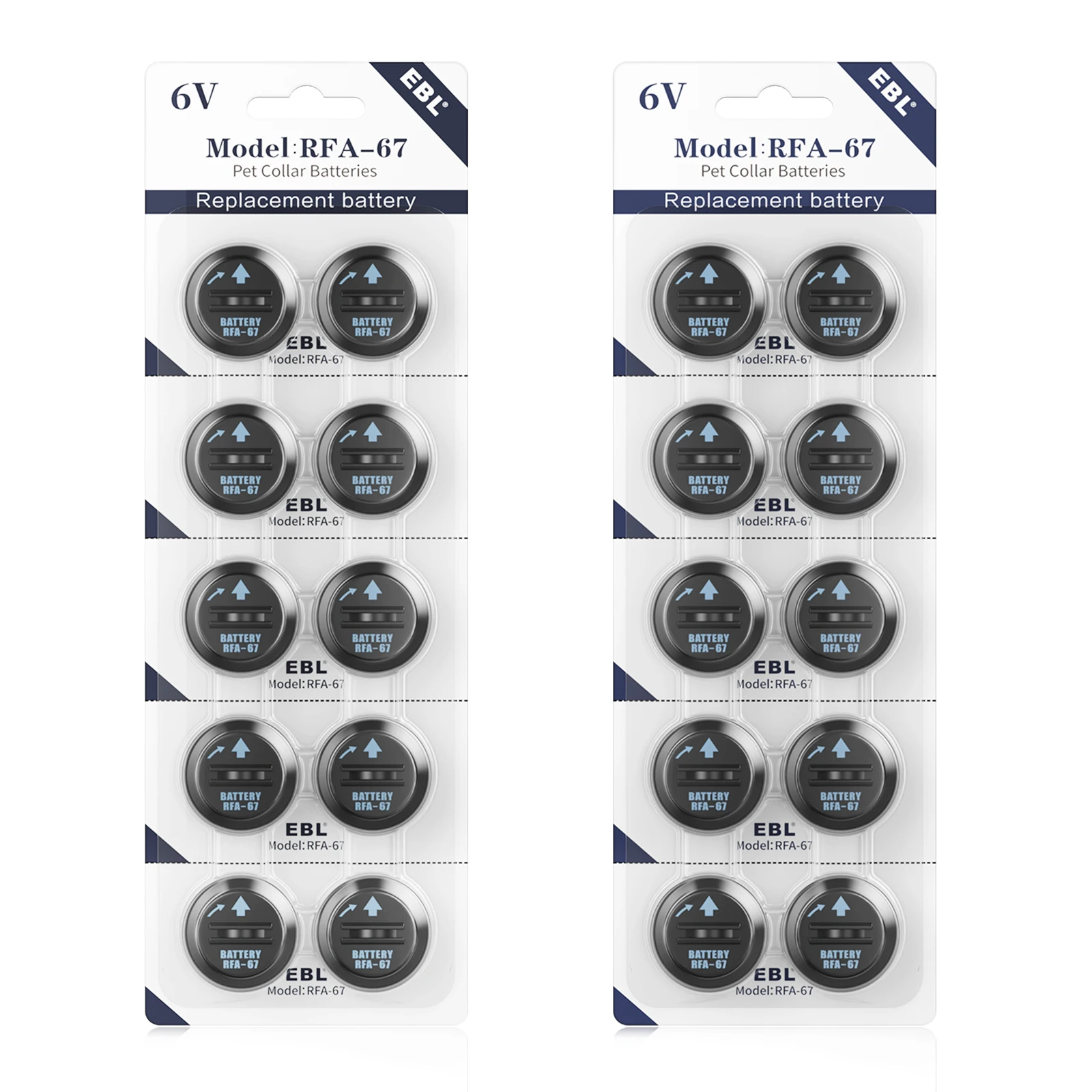 EBL 10pieces RFA-67 210mAh 6Volt Pet Collar Replacement Lithium Batteries