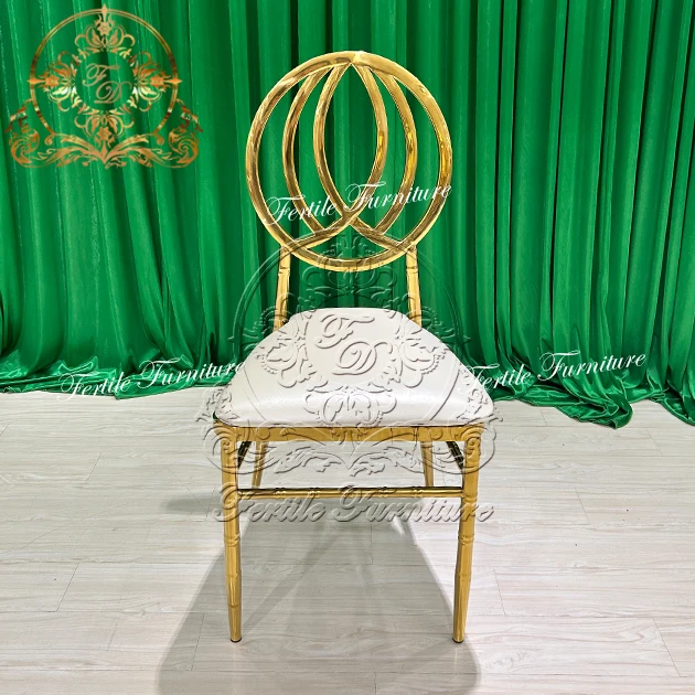 Modern Design Wedding Dining Hotel Banquet Gold Leg Stainless Steel White Leather Pad Gold Chairs for Event