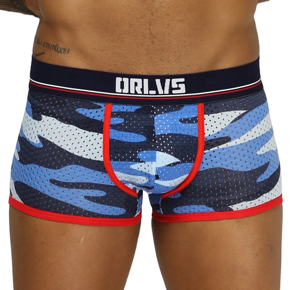 
Hot selling men comfortable breathable low waist transparent mesh boxers 