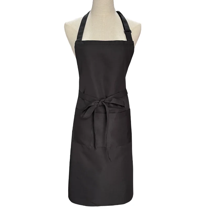 Fair Trade Durable Promotional Cheap Factory Wholesale Adjustable Strap Custom Printed Logo Black Aprons