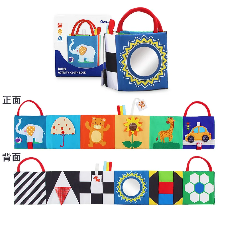 6 to 12 Months Baby Gift Baby Visual Crinkle Noise Making Toys Soft Book Baby Visual Stimulation Tummy Time Sensory Cloth Book