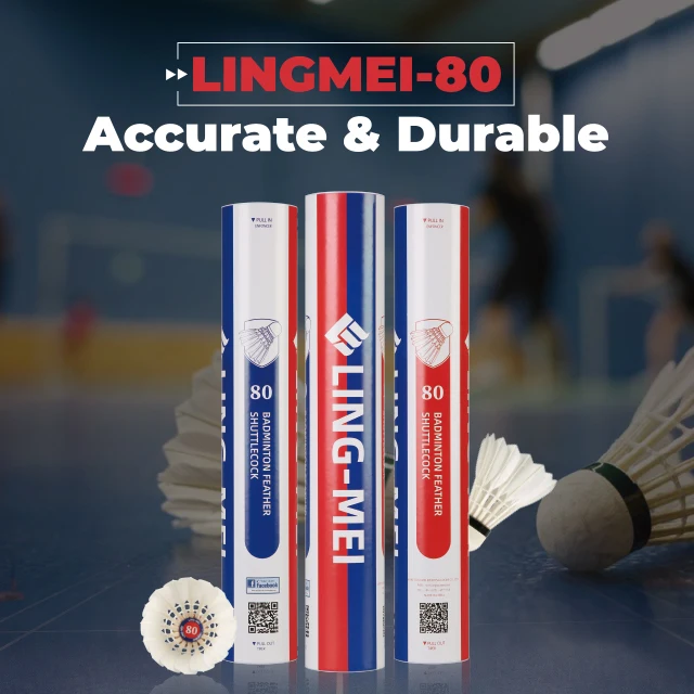 High Quality Goose Feather Lingmei 80 Badminton Shuttlecock For International Tournament