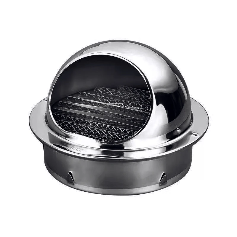 4 Inch Stainless Steel Half 304 Exhaust Vent Waterproof Gas Seal Protective Automatic Supply Cowl Round Cap Kitchen Wall Vent