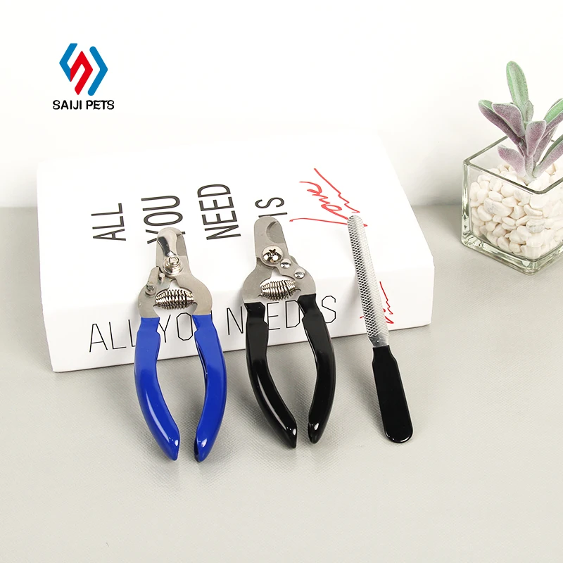Saiji multifunction animal paw scissors new design cat toenail file stainless steel pet dogs clipper for sale