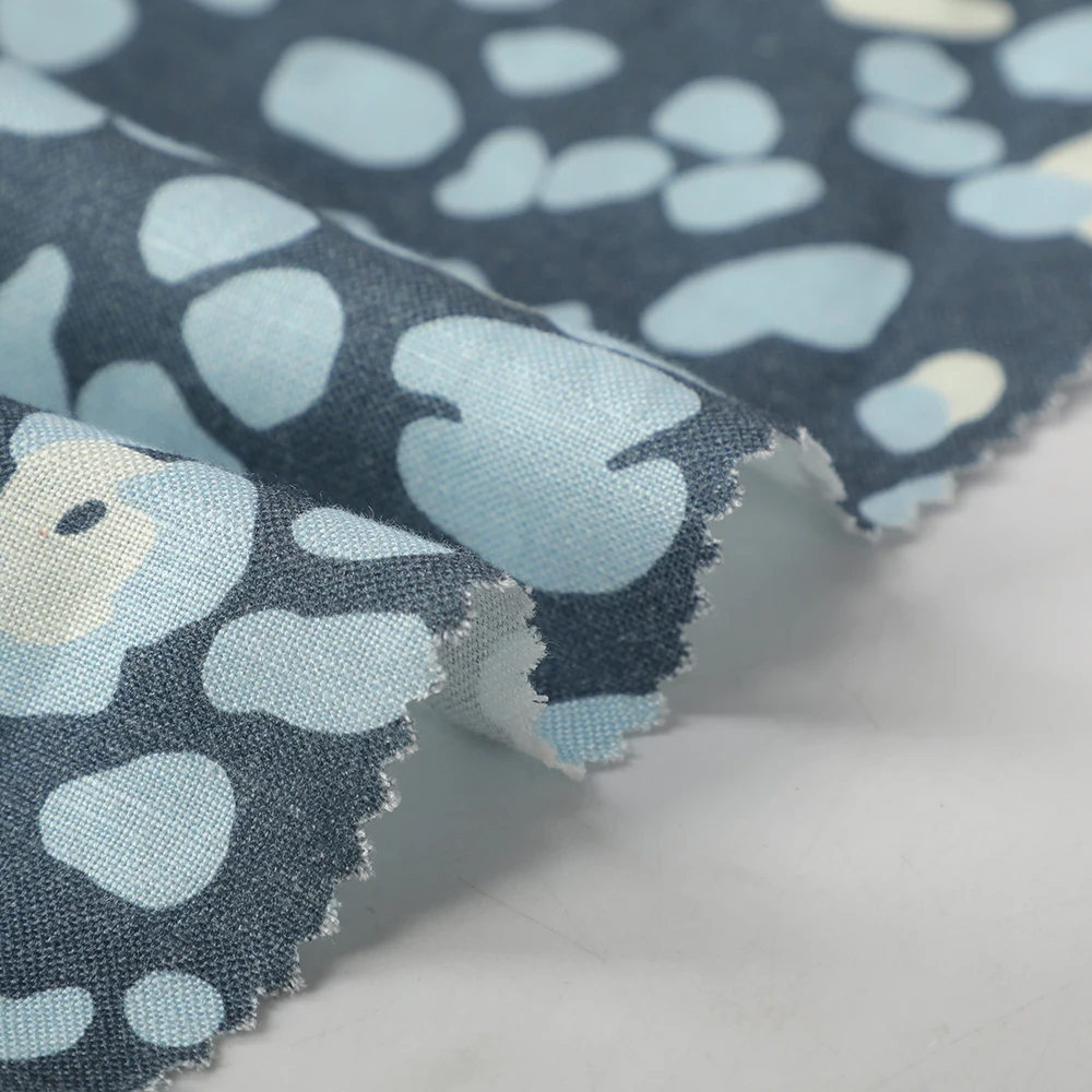 Factory Wholesale custom print speckled pattern fabric Comfortable and breathable 55%linen 45%viscose for womens clothing