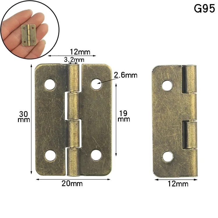 Bronze Metal Decorative Hinge Plated Hardware Craft Gift Jewlery Box Furniture Hinge Wholesale Small Brass for Wooden