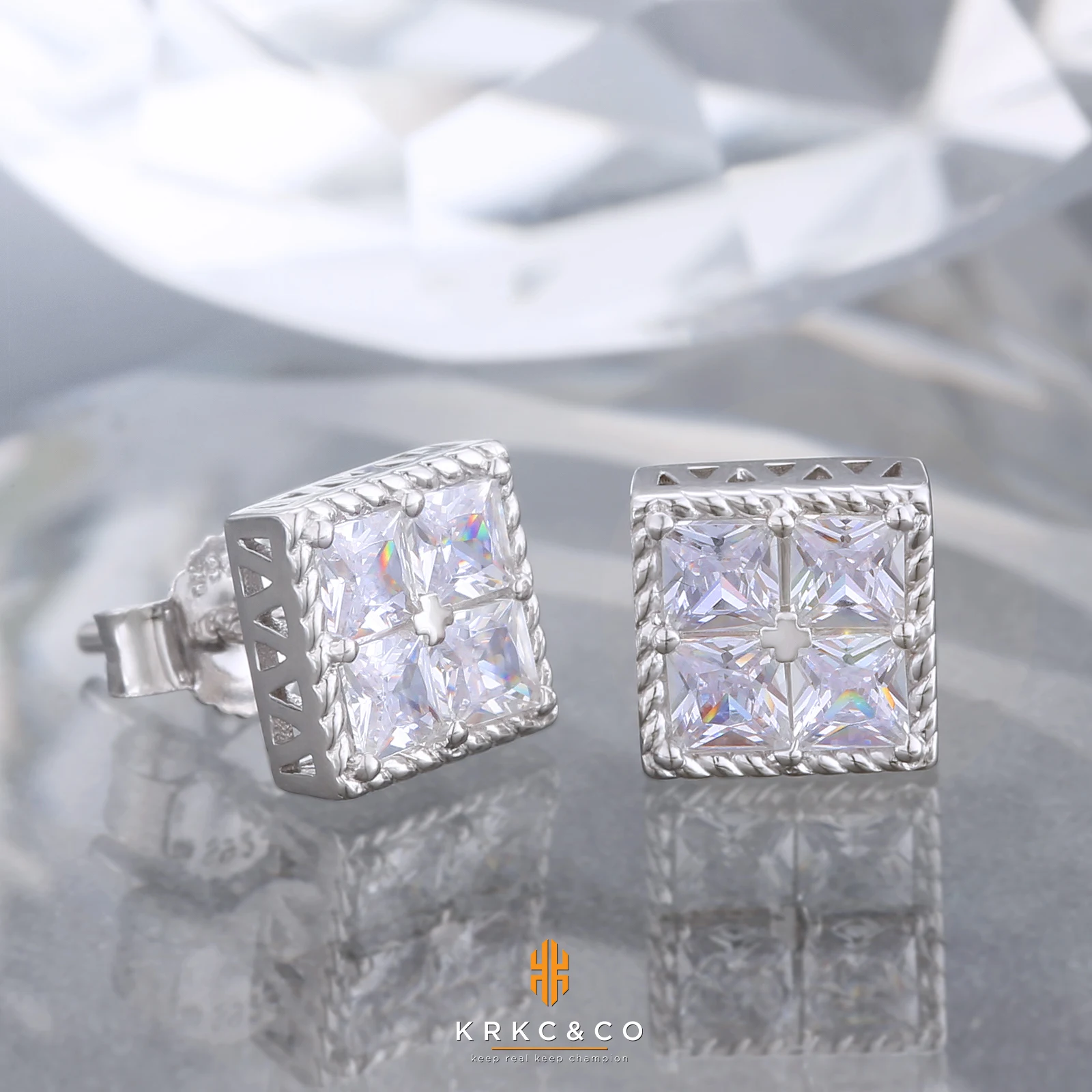 Hip Hop Bling Iced Out Men Earring Boys Diamond 5A CZ Cubic Zirconia White Gold Plated 925 Sterling Silver Women Stud Earrings