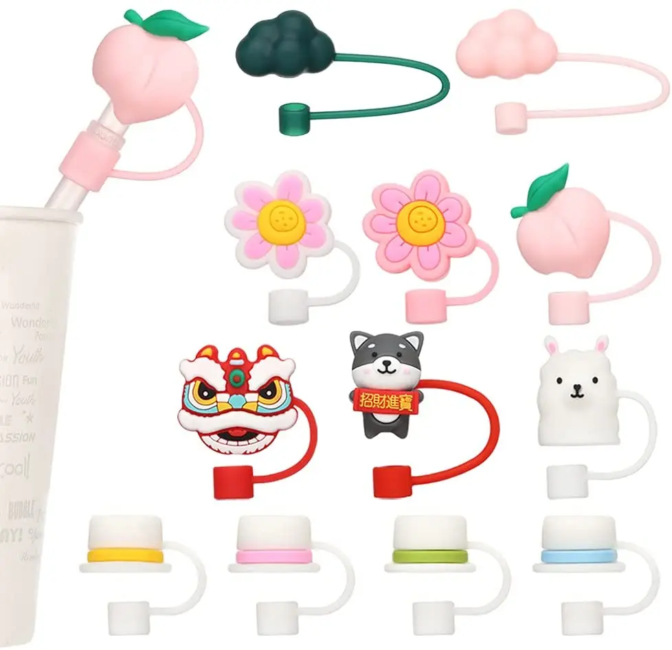 Topper Mold Silicone Straw Seal Dust-proof Straw Cover Protector Splash Proof Customized 3D Cartoon Straw Topper Silicone