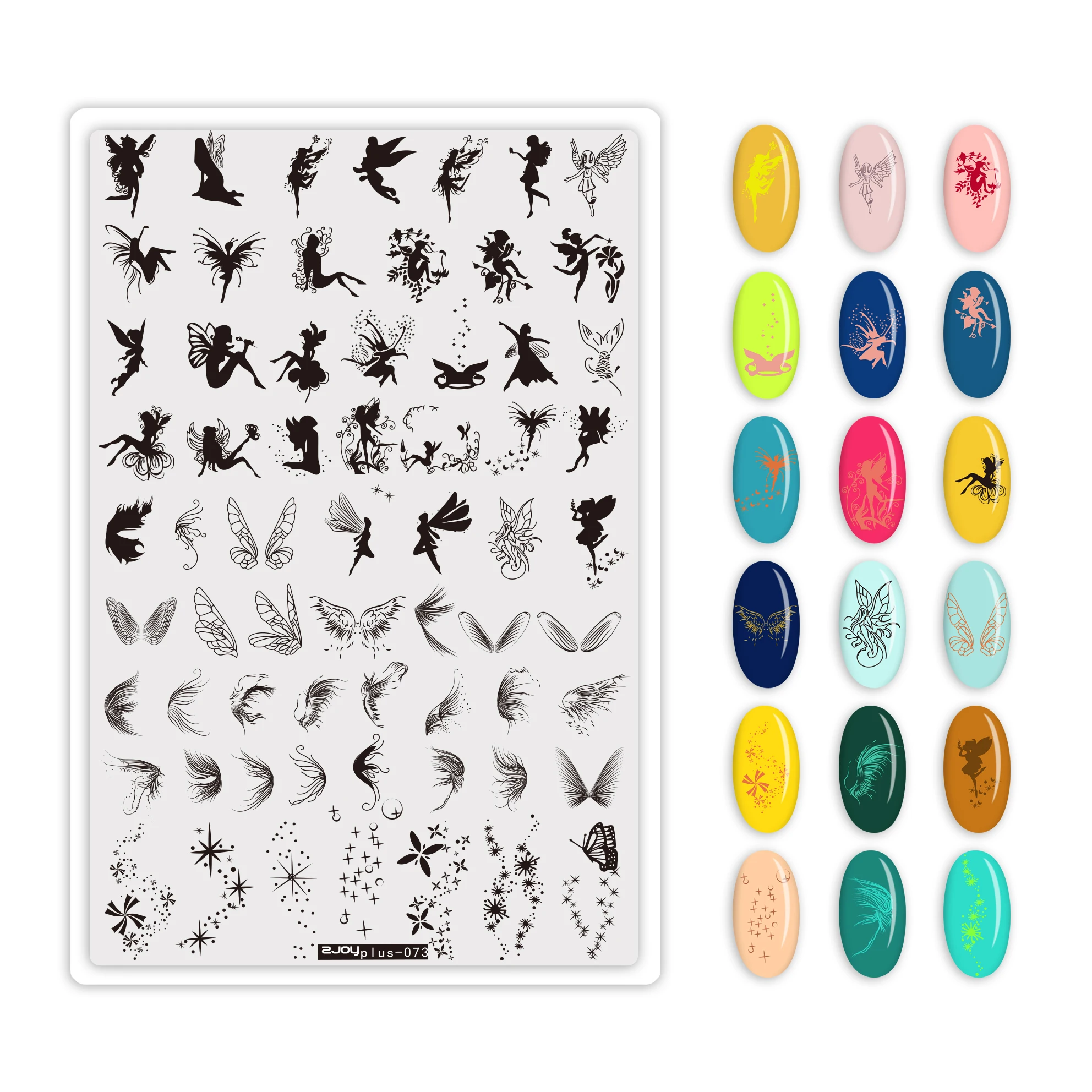 LOOTAAN Rectangle Stainless Steel Butterfly Fairy Nail Polish Templates Stencil Custom OEM&ODM Stamping Plates Nail Art