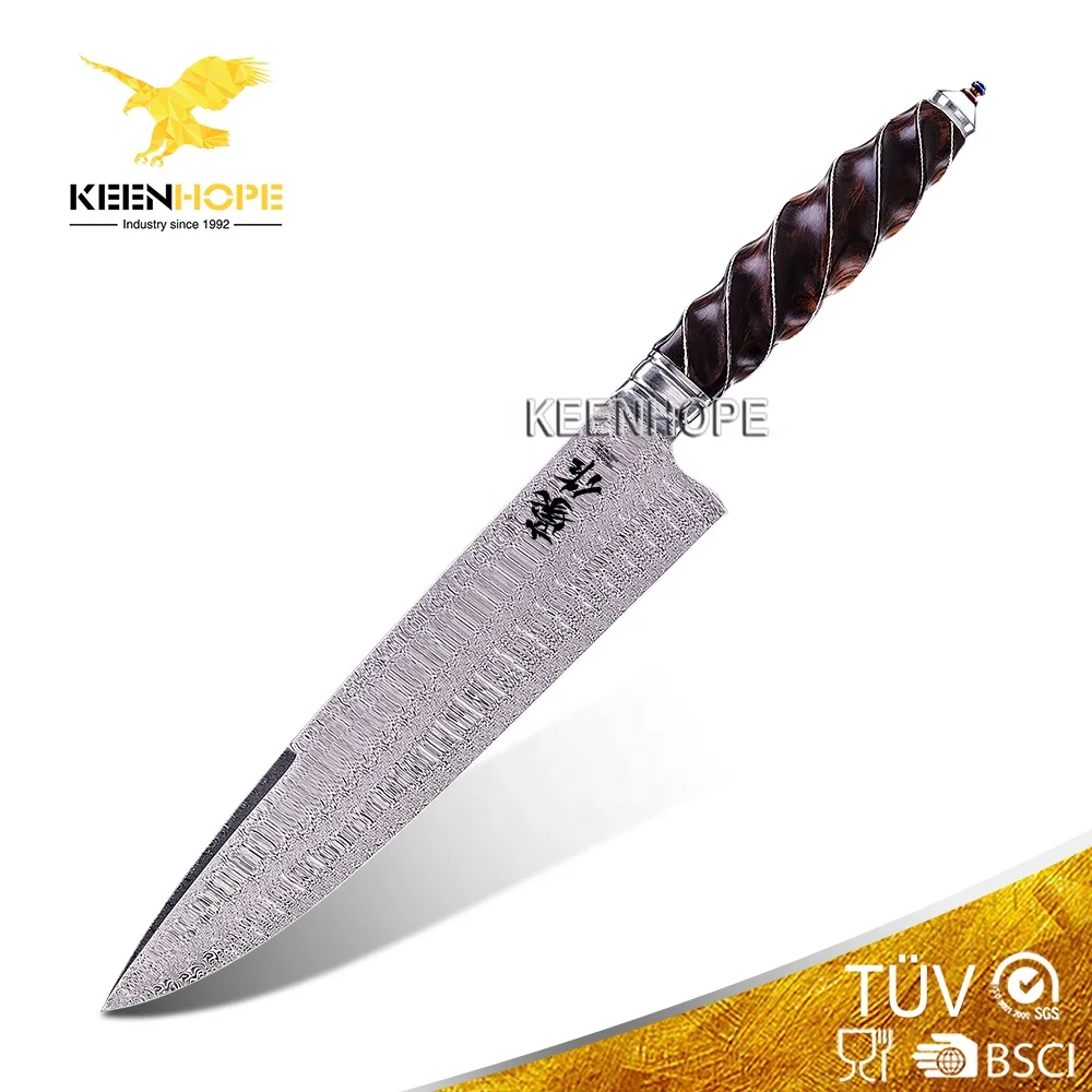 Luxury Sweden DamasteelRWL 34 Damascus Steel Chef Knife 8Inch Japanese Chef Knife Damascus Chef knife USA Desert Ironwood Handle