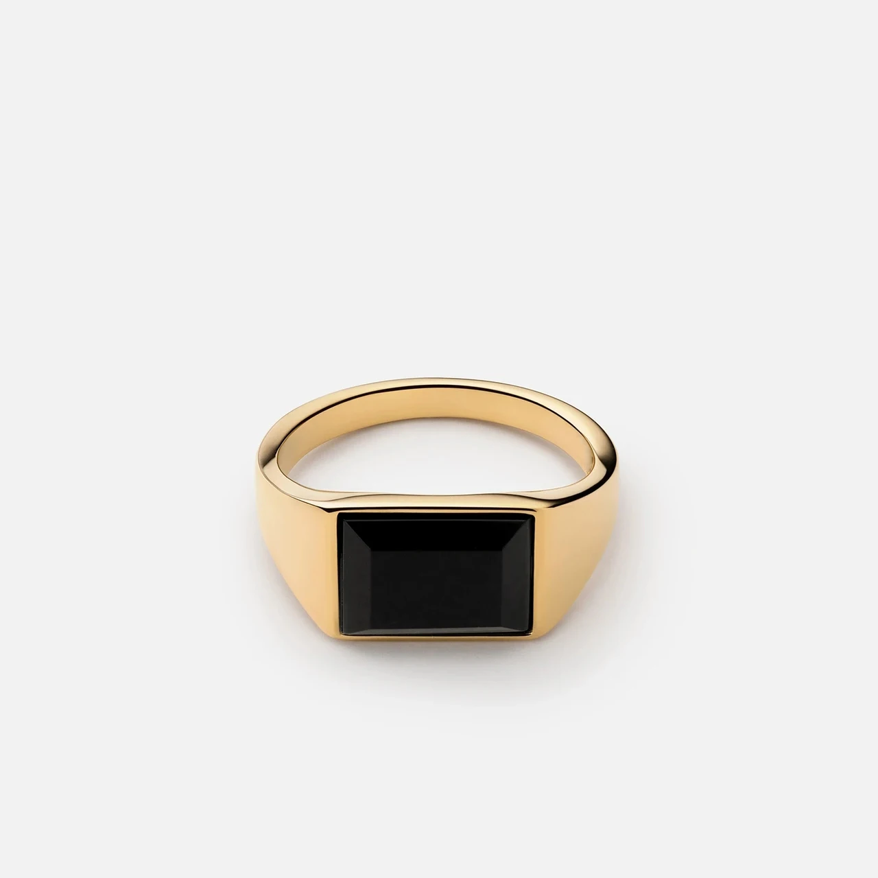 Agate Jasper Onyx Inlay Stainless Steel Material Gold Plated Stone Ring For Man