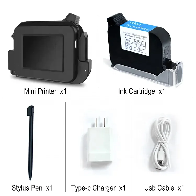 MINI Handheld Printer 12.7mm Time Date Counter QR code Bar code LOGO tij printer Chinese English