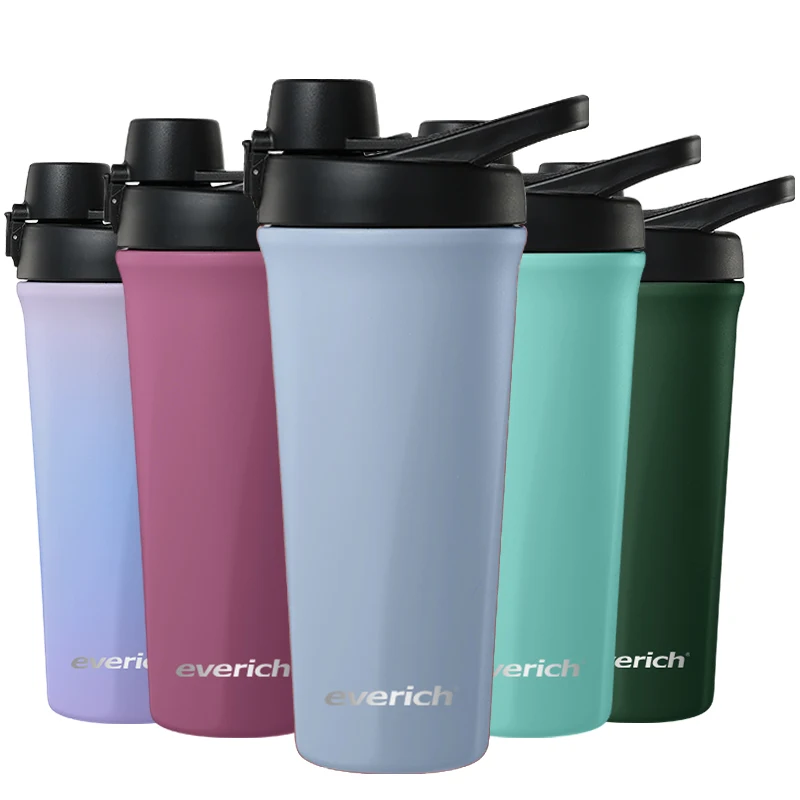 Everich High Quality Stainless Steel Double Wall Vacuum Shaker Bottle Large Capacity Sport Water Bottle Thermos With Blender