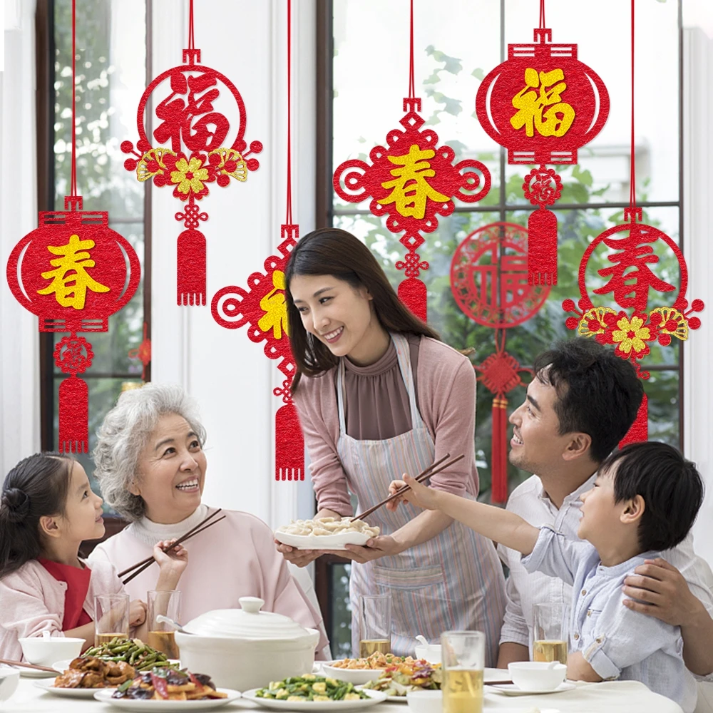 Happy Chinese hanging garland New Year Decor Hanging Supplies For Home Office Tree Spring Festival Favor
