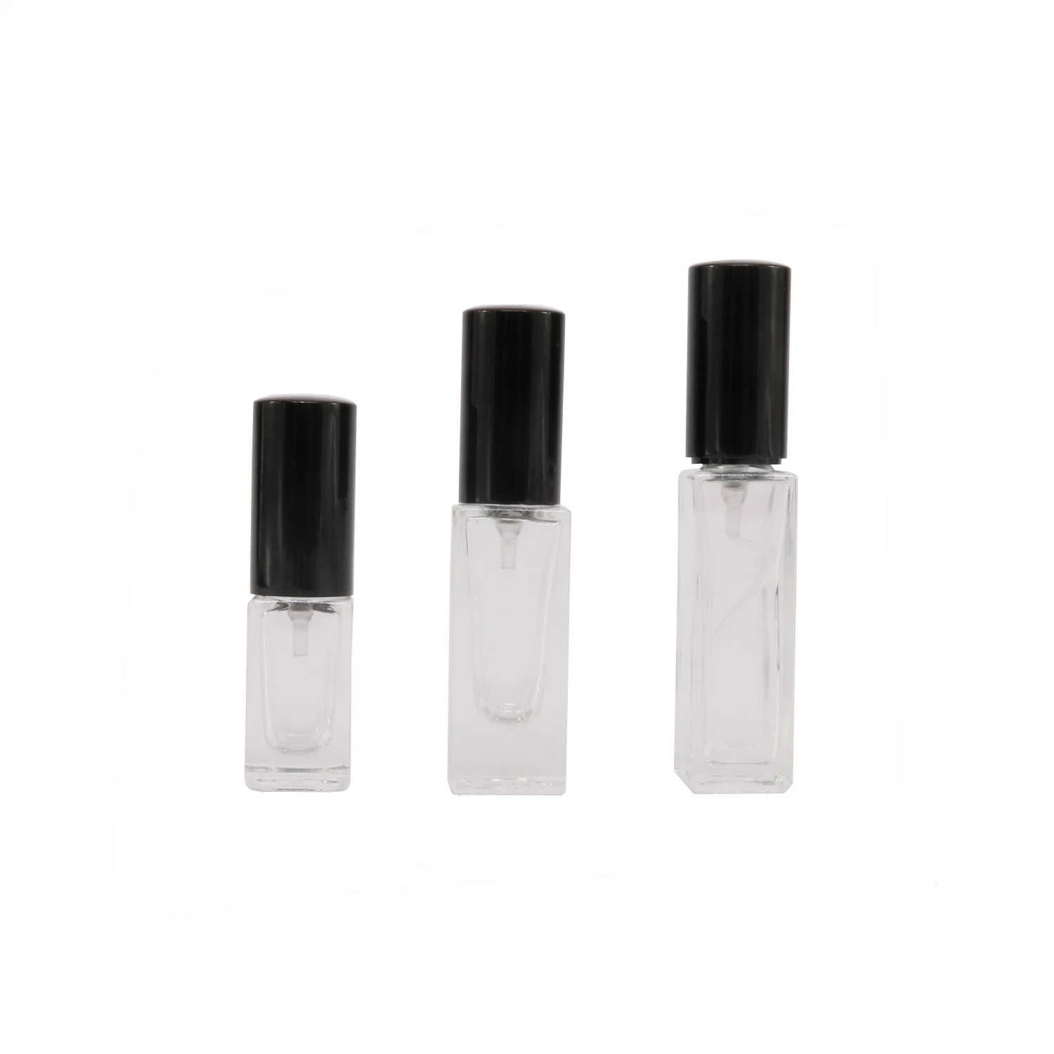 High Quality 10 ML Square transparent Glass Spray Perfume Bottle 1/3 OZ With Refill Pump