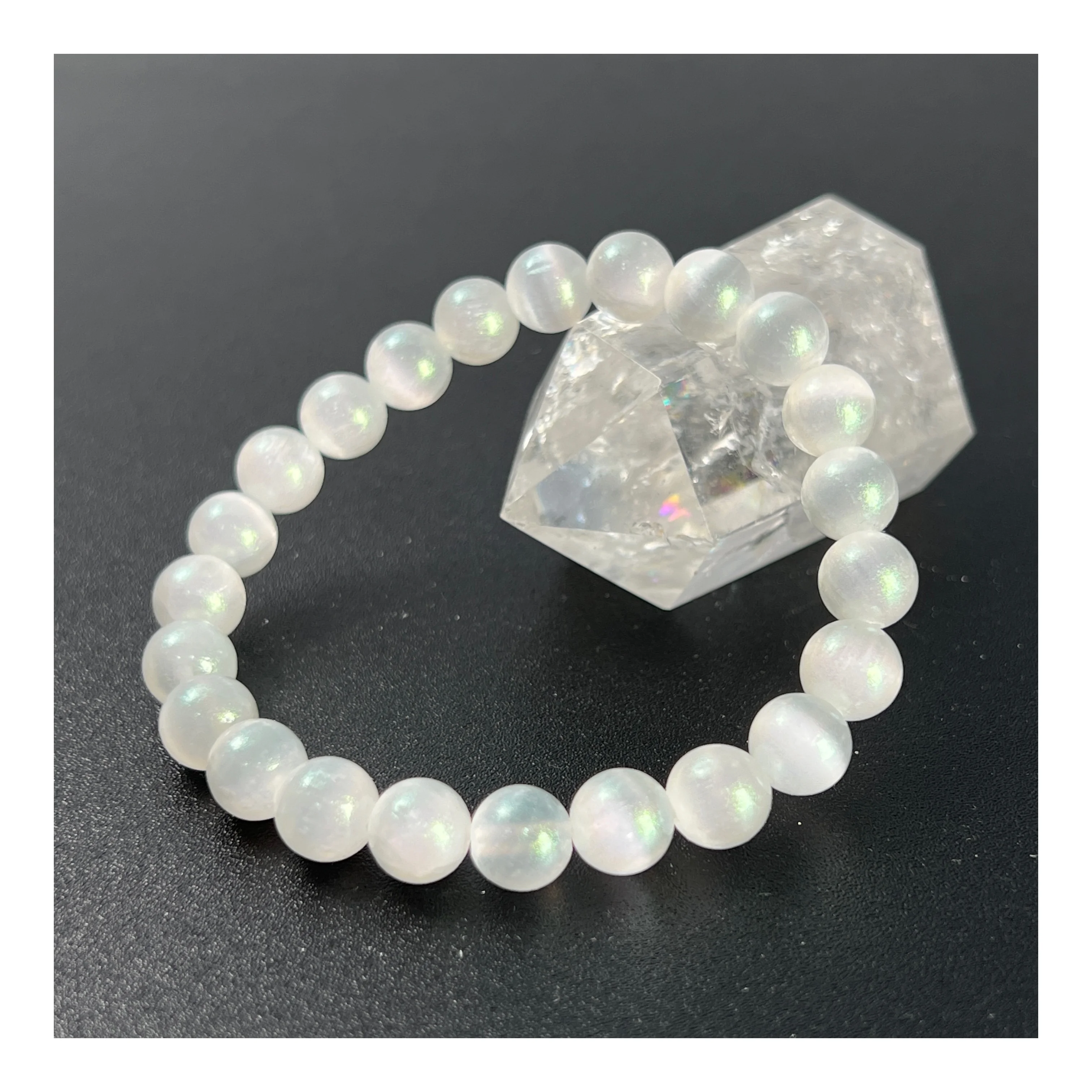Classic Style Hot Item Superb quality Colorful Beautiful Round Beads 6mm 8mm 10mm Pearly White Selenite For Meditation