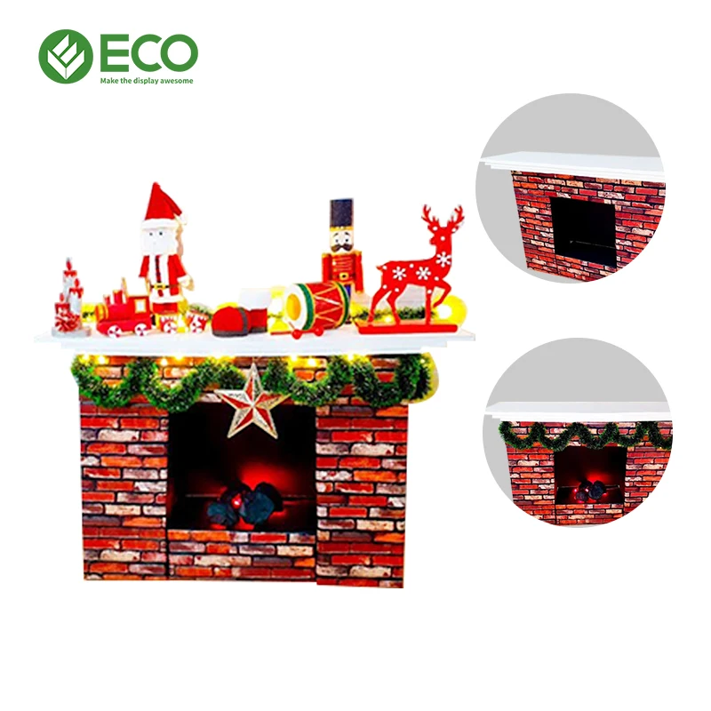 ECO Custom Christmas Display Rack Fireplace Cardboard Display Stand Fireplace From the Cardboard Box