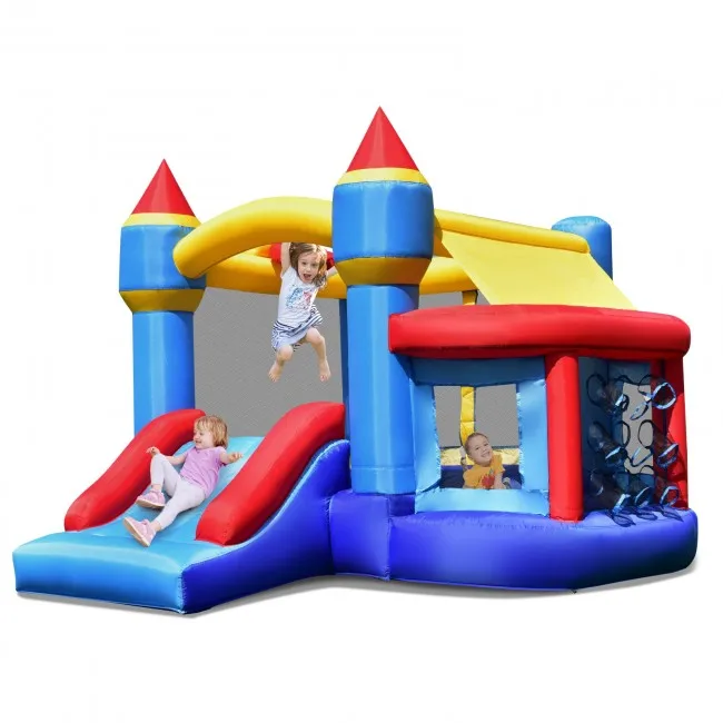 Cheap Inflatable Bounce House Kids Jumper Bouncer Ball Pit Combo With Slide And Basketball Hoop