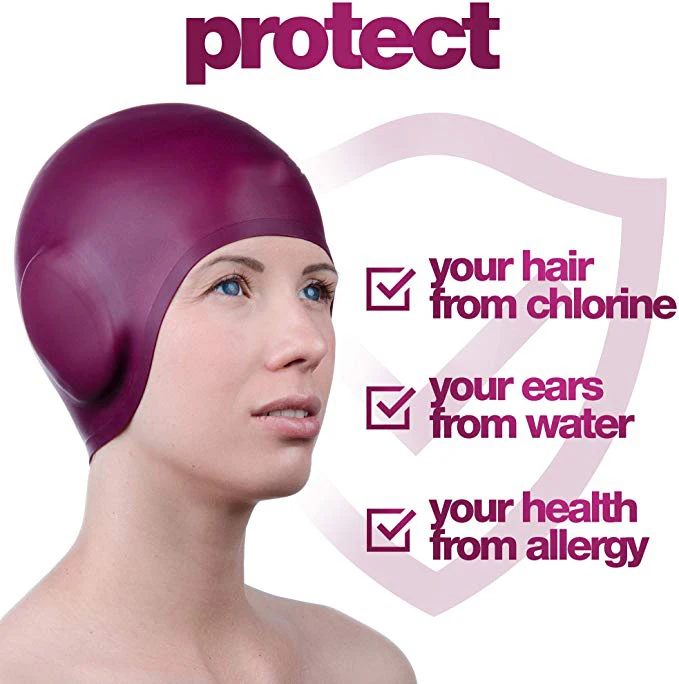 factory color print custom logo silicone swim cap for adult kids