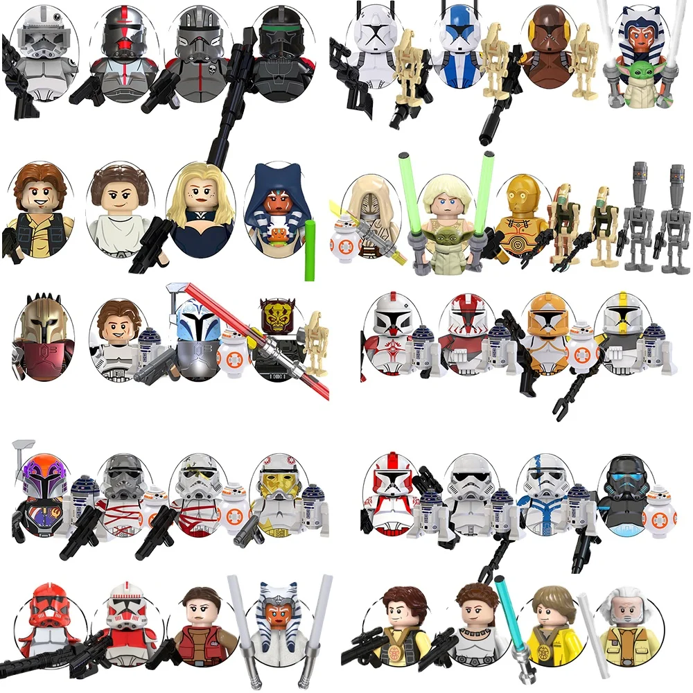 TV6107 SW Movie Space Wars Leia Organa Han Solo Satine Kryze Clone Trooper Ahsoka Commander Building Block Figure Toy Bricks