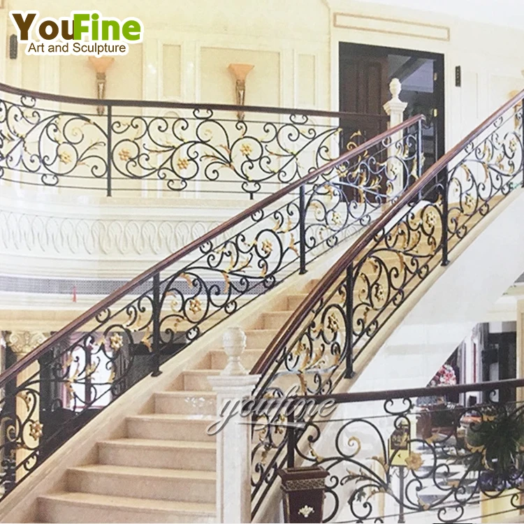 Outdoor modern wrought iron balcony handrail design