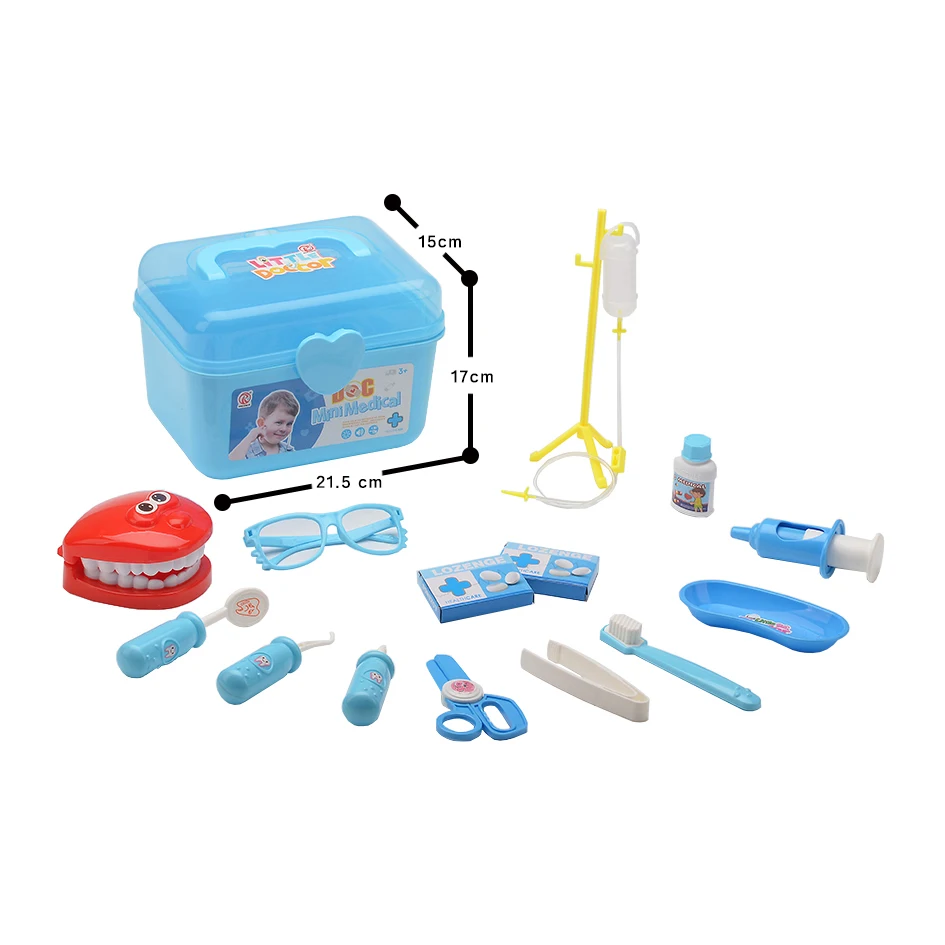 Dentist Toy 15 Pieces Set Storage Box Boys Girls Doctor Medical Toys Set Role Play Toys family game gift