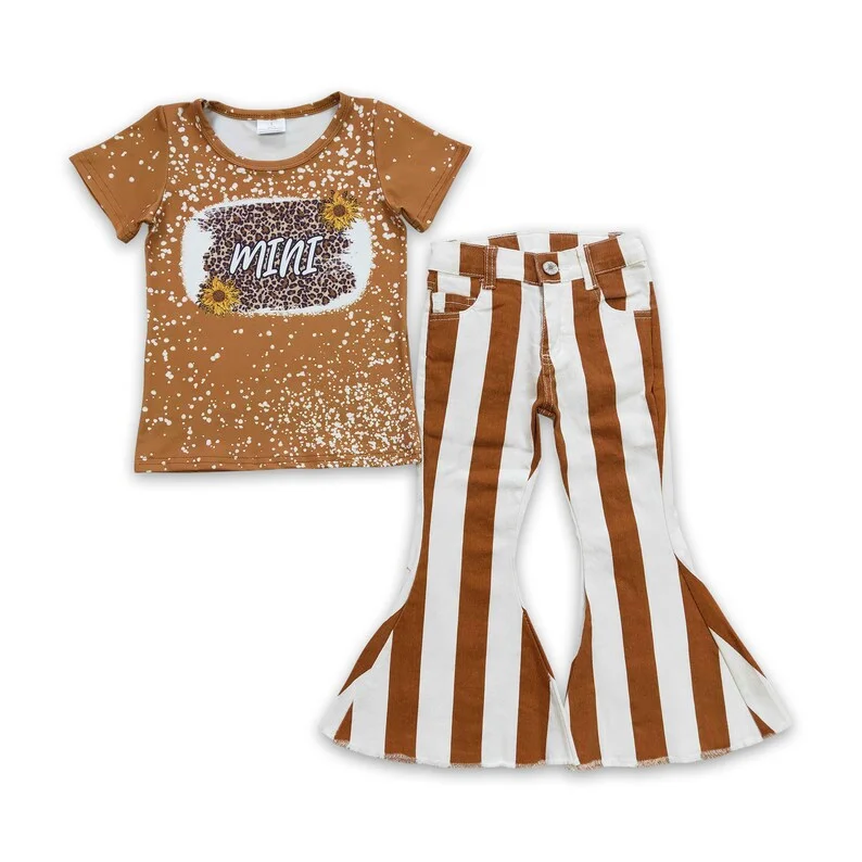 FuYu Western Style Toddler Girl Sassy Little Thing Outfit New Product Baby Girl Bell Bottom Outfit