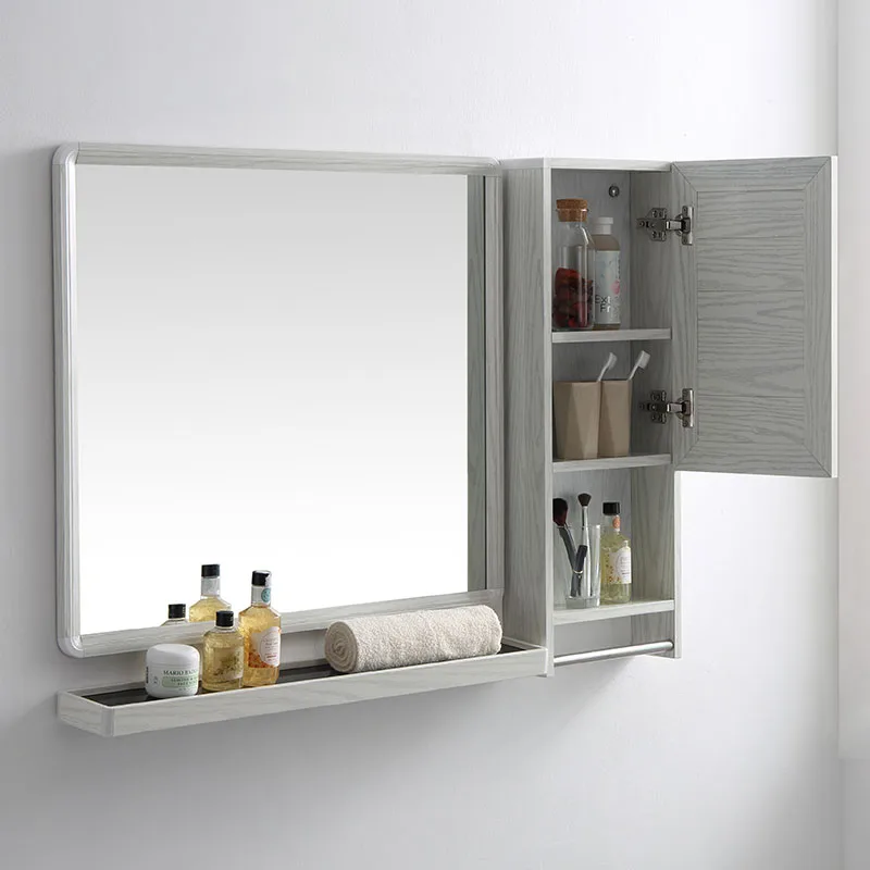 Bathroom Waterproof Shelf Modern Wooden Cabinet LED Mirror Design Vanity Set