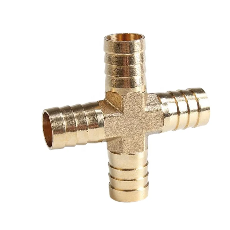 
Cross Type 12mm Brass Barb Fittings Pneumatic Parts Pagoda 4 Ways Branch Gas Hose Connector 