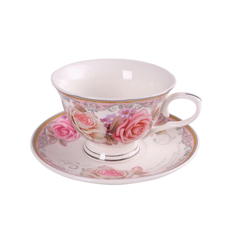 Beautiful Cups And Saucers Flower decal Used Fine Bone China English Traditional Style Coffee cup European tea Set