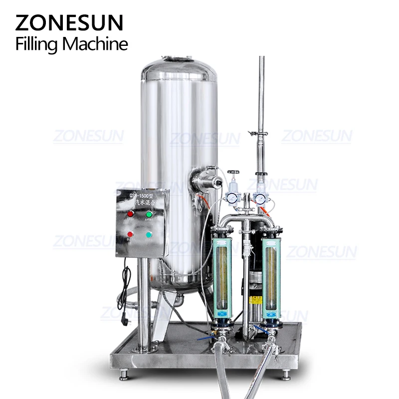 ZONESUN ZS-CF4 Semi-automatic 4 Heads Carbonated Drinks Sparkling Wine Beer Soda Water Liquid Isobar Filling Machine With Mixer